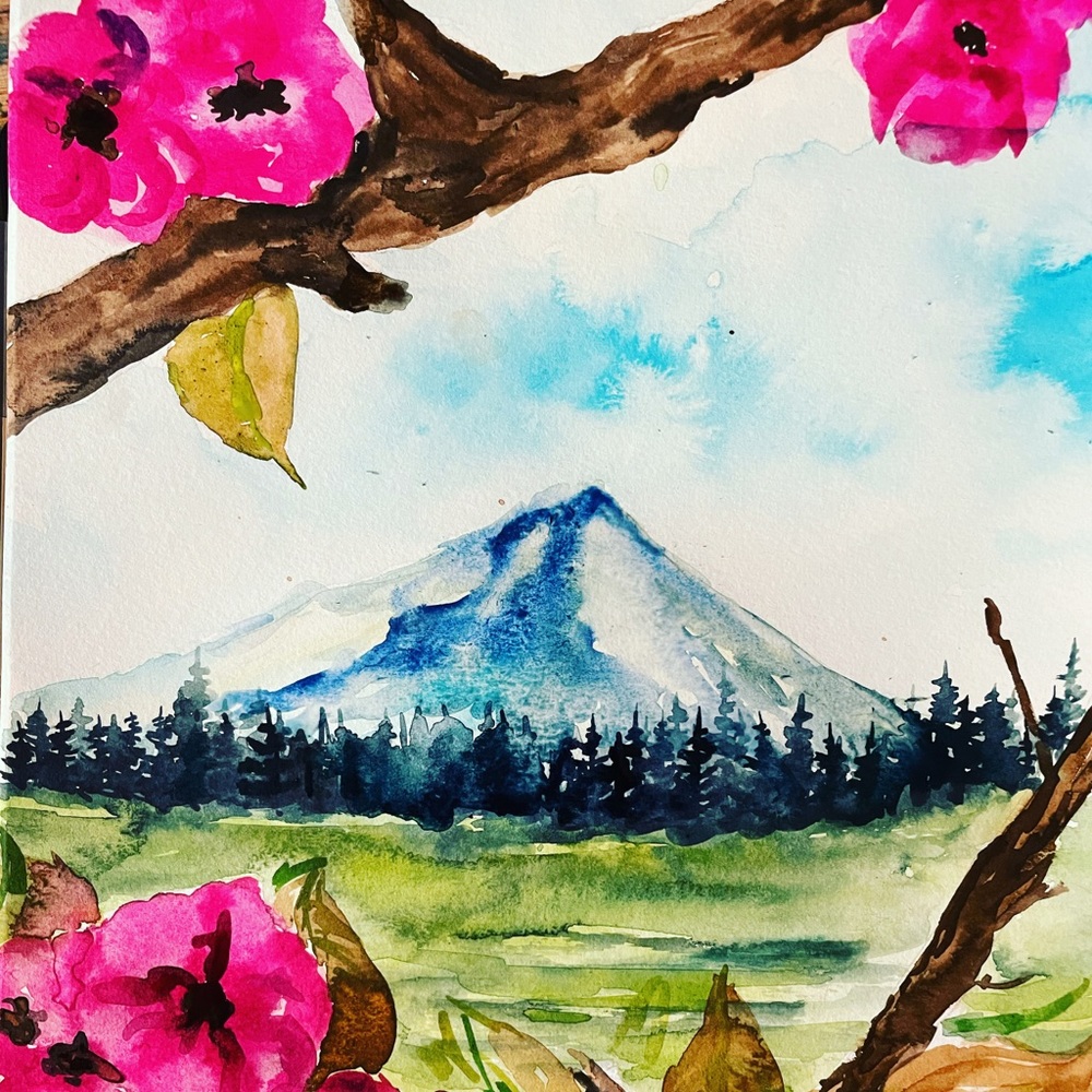 Mt Hood, Or watercolor painting - Picture 2 of 3